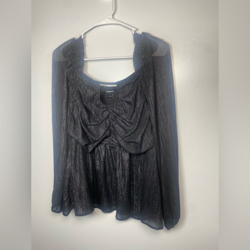 Torrid Elegant Black Metallic Blouse